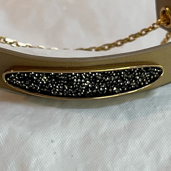 ADORE Crystal and Leather Slide Bracelet Beige & Black - Picture 6 of 8